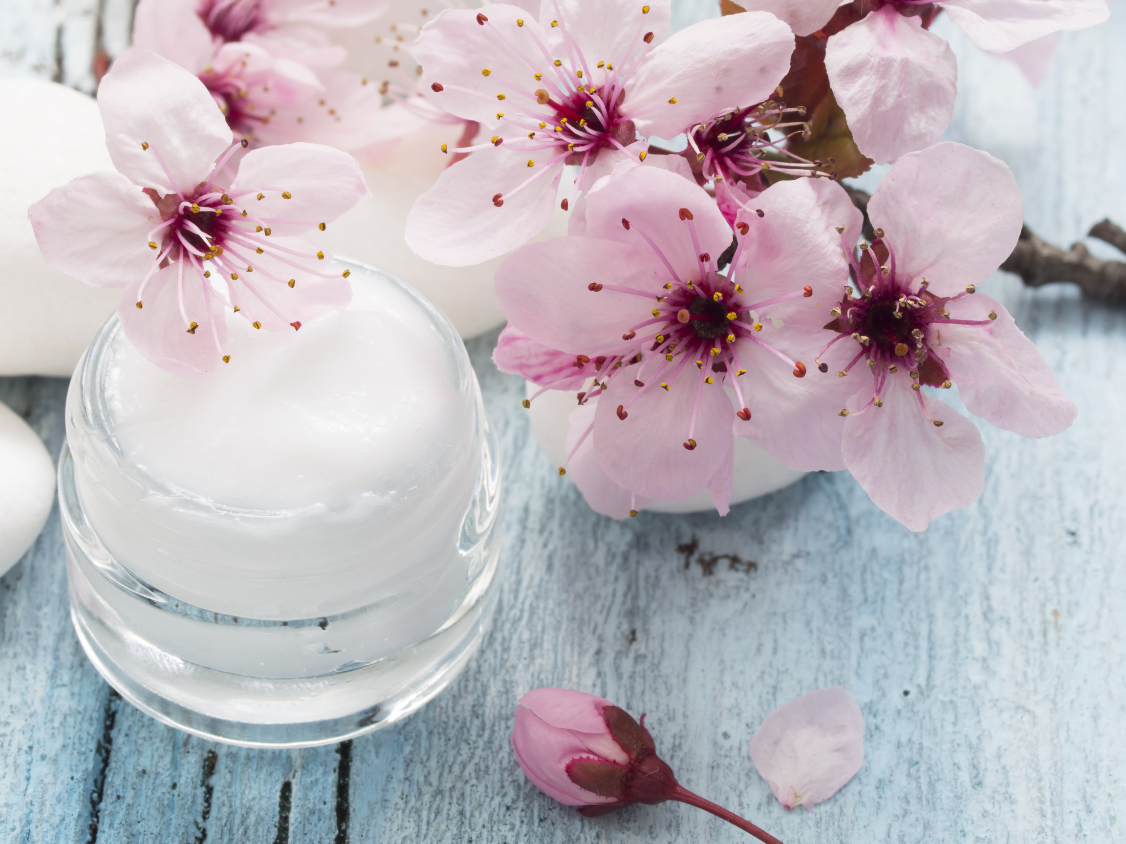 facial cream with flowers